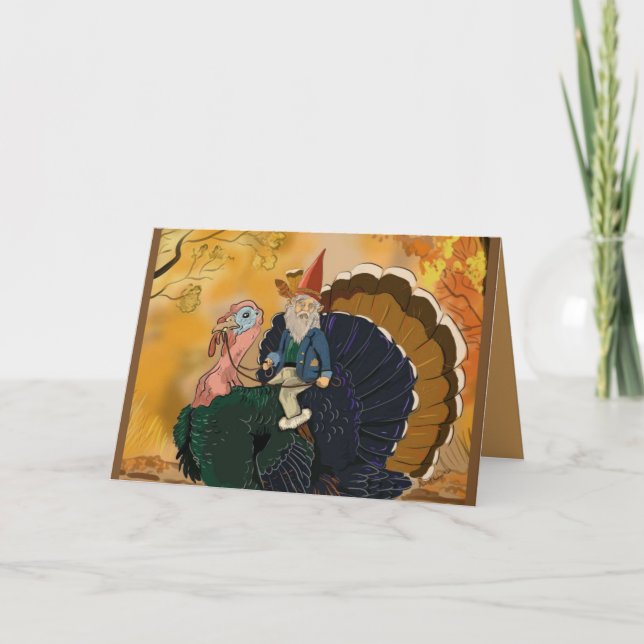 Gnome sobre las tarjetas de Acción de Gracias de T (Anverso)