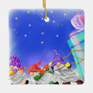 Gnomes de navidades con regalo Ornamento de Navida