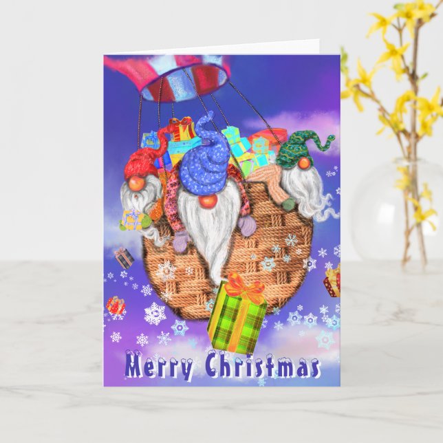 Gnomes en globo y entrega tarjetas de Navidades de (flor amarilla)