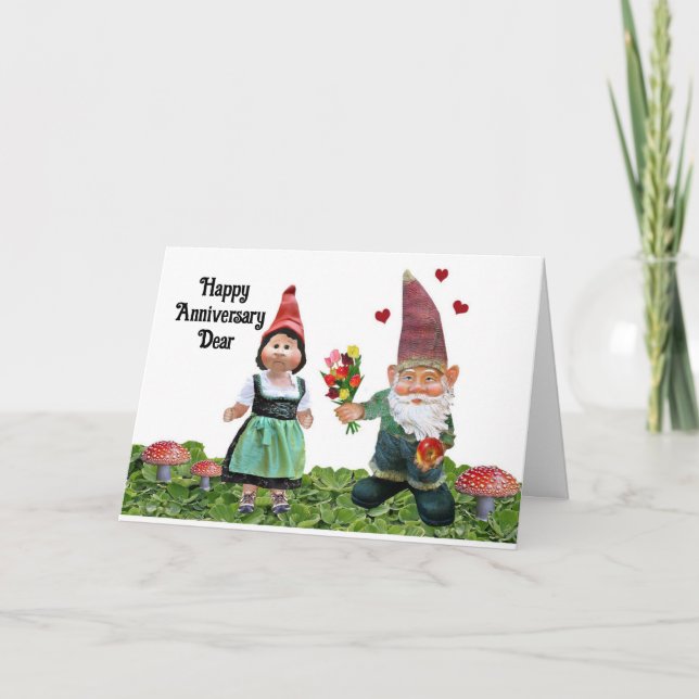 Gnomes Feliz Aniversario Tarjeta de Saludo (Anverso)