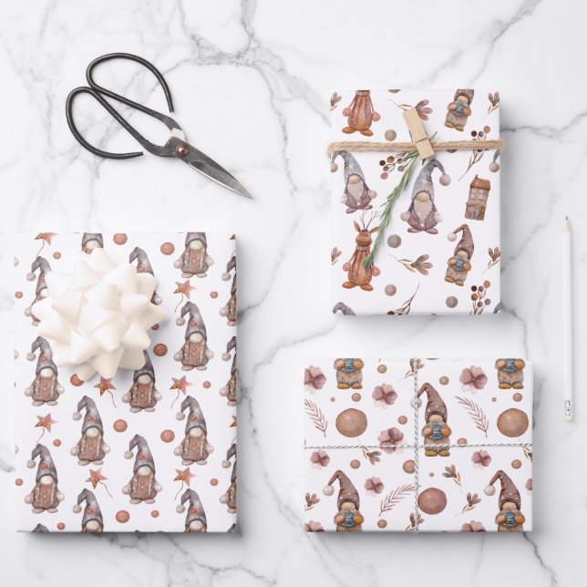 Gnomes Neutral Woodland Set de 3 hojas planas (Anverso)