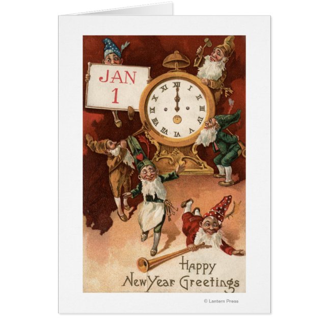 Gnomes ríen alrededor de un reloj (Frente)