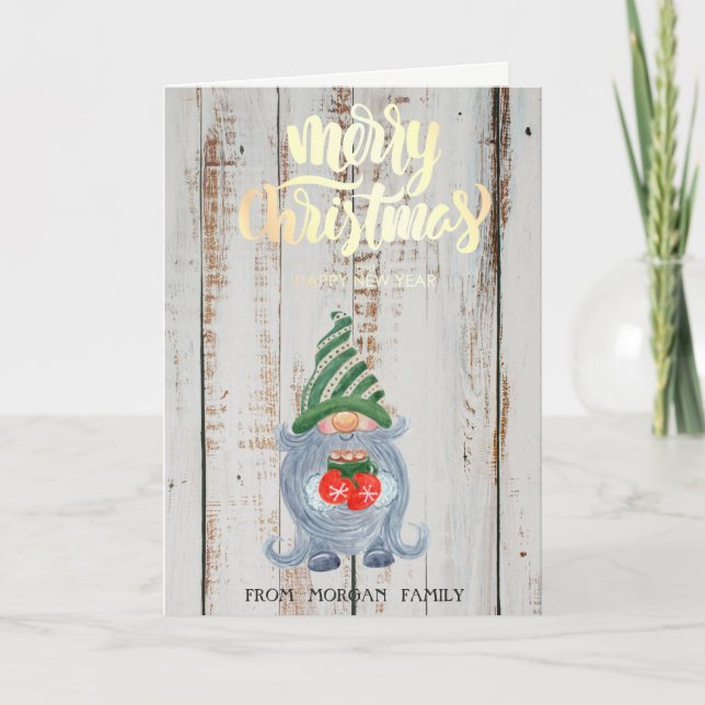 Gnomo Adorable Madera Feliz Navidad  (Anverso)