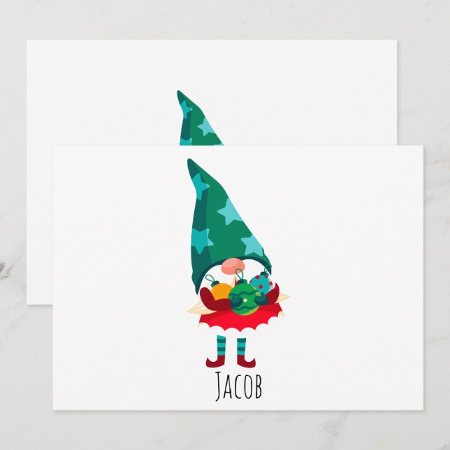 Gnomo de Navidad lindo con adornos de Navidad (Anverso / Reverso)