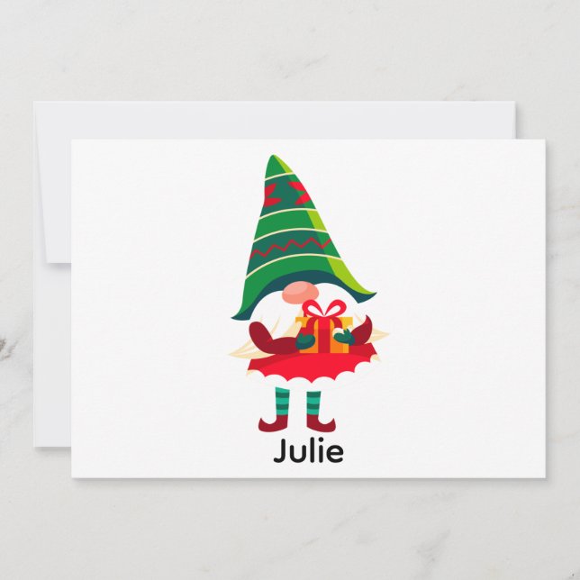 Gnomo de Navidad personalizado sosteniendo una caj (Anverso)