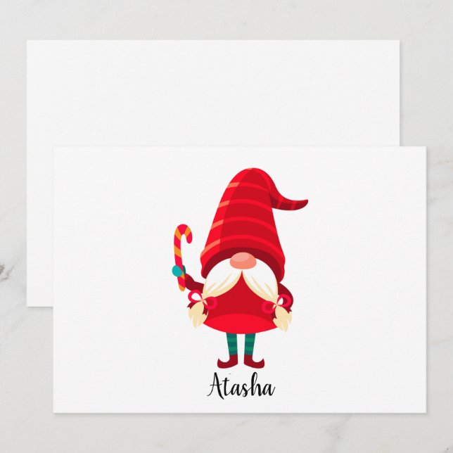 Gnomo de Navidad sosteniendo un bastón de caramelo (Anverso / Reverso)