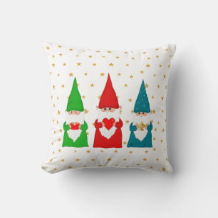 Gnomo de Navidad y cojín decorativo de estrellas