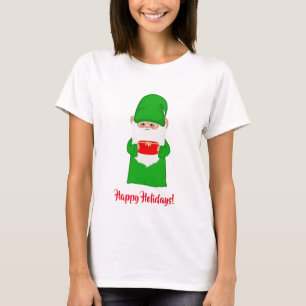 Gnomo divertido de Navidad feo con camiseta verde 
