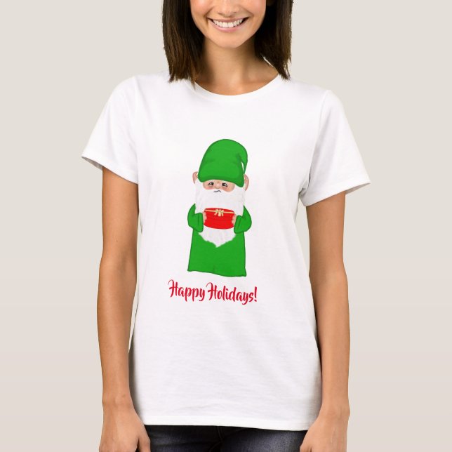 Gnomo divertido de Navidad feo con camiseta verde  (Anverso)