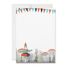 Gnomo que juega la invitación de la guitarra