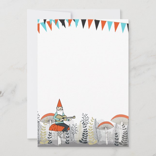 Gnomo que juega la invitación de la guitarra (Anverso)