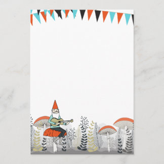 Gnomo que juega la invitación de la guitarra