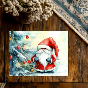 Gnomo Santa Podando el Árbol de Navidad