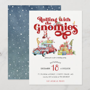 Gnomos Adorables Invitación a la Fiesta de Navid