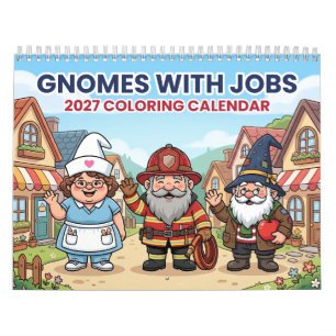Gnomos con Trabajos Calendario para Colorear 2027