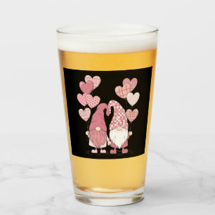 Gnomos de corazones de cuadros de búfalo rosa Día 
