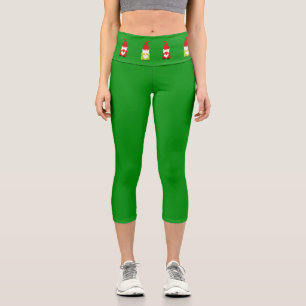 Gnomos de Navidad en leggings capri verdes