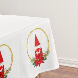 Gnomos de Navidad en mantel blanco