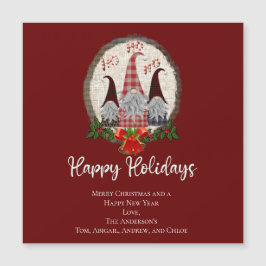Gnomos de Navidad Rojo Felices Fiestas Rústico, Cu