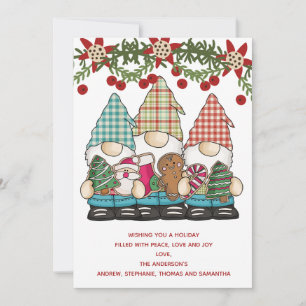 Gnomos de Navidad Tarjeta de Navidad Roja Verde