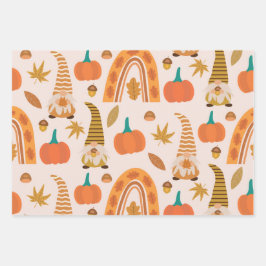 Gnomos de Otoño con Arcoíris y Hojas de Otoño