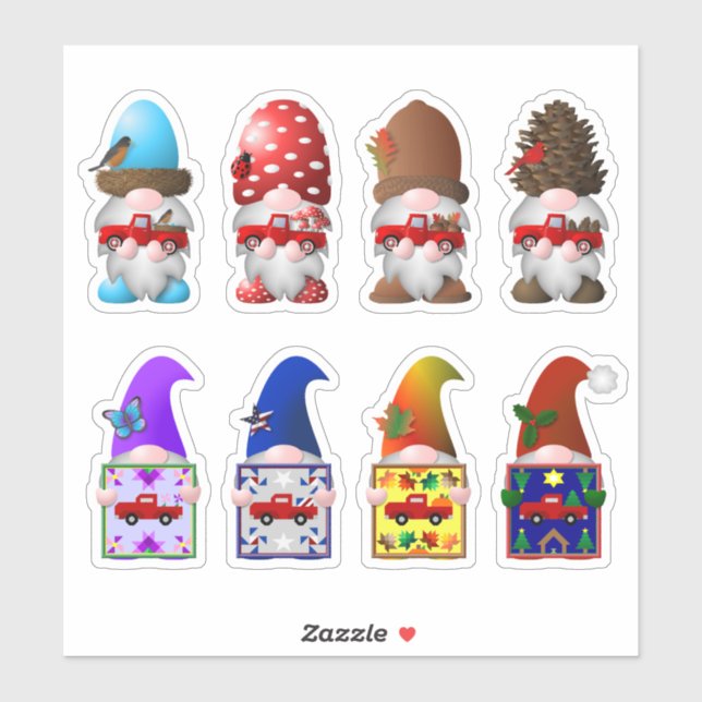 Gnomos Estacionales con Pegatinas de Camionetas Ro (Hoja)