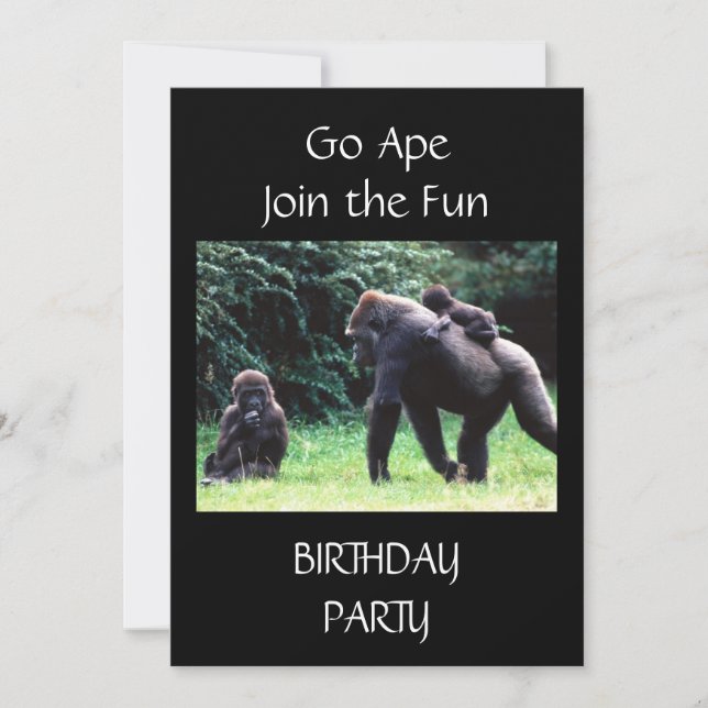 **GO APE** INVITACIÓN DE PARTIDO CUMPLEAÑOS (Anverso)