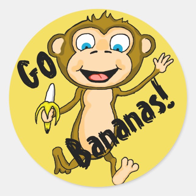 Go Bananas Classic Round Pegatina (Anverso)