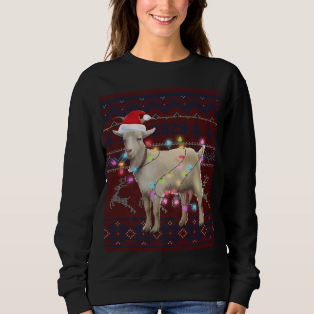 Goat Christmas Lights Ugly Sweater Goat Lover Gift (Anverso)