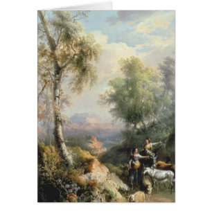 Goatherds en paisaje español montañoso