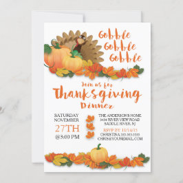 Gobble Gobble Turquia Invitación de Acción de Grac