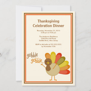 Gobble Turca Invitaciones a dar gracias