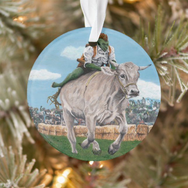 Goblin Rider Ox Racer Fantasy Art Ornamento acríli (Árbol)