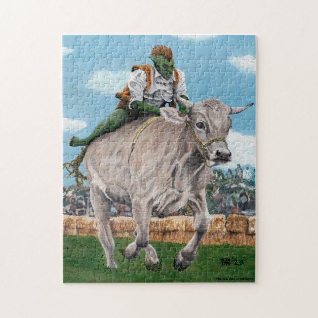 Goblin Rider Ox Racer Media Fantasía Art Puzzle (Vertical)