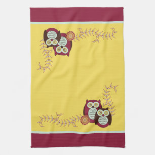 Goce de la toalla de cocina de los búhos de la so