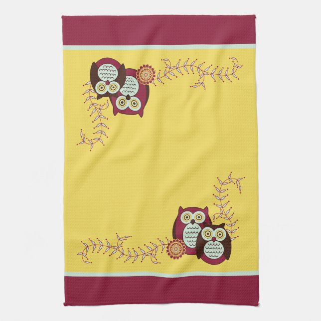Goce de la toalla de cocina de los búhos de la sol (Vertical)