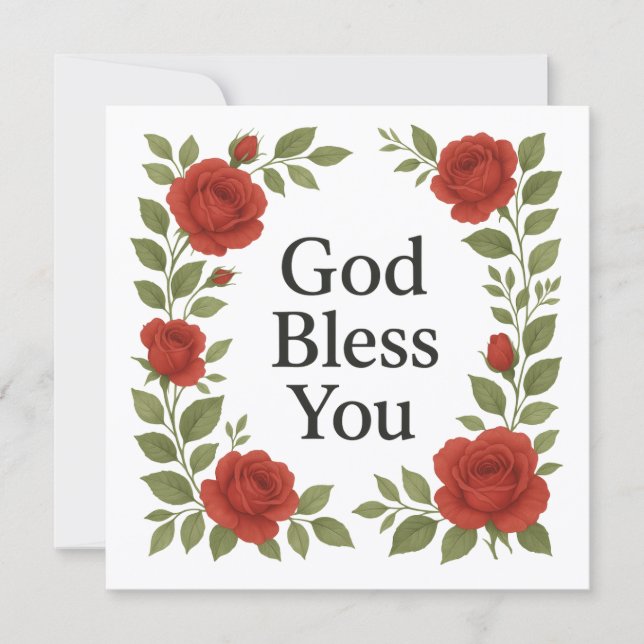 God Bless You Religious Rose Floral Cards (Anverso)