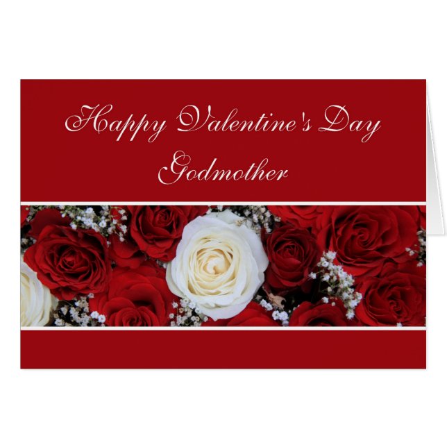 Godmother Valentine's Day red and white roses (Anverso (Horizontal))