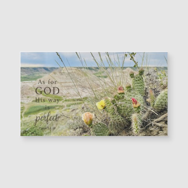 God's Way is Perfect Cactus Flower Photo Magnet (Anverso)