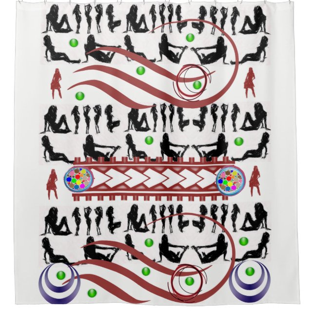 gogo mans damas blancas cortina de ducha (Anverso)