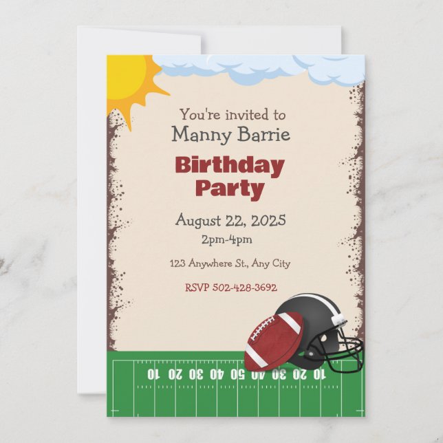 ¡Gol! Invitación a la fiesta de cumpleaños del Fre (Anverso)