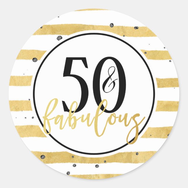 Gold 50 y fabulosos Pegatinas de la fiesta de cump (Anverso)
