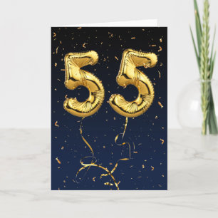 Gold 55 Mylar Birthday Balloons y tarjeta Confetti