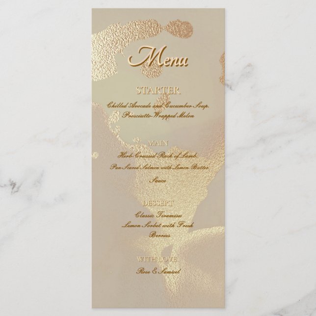 Gold Alcohol Ink Elegant Flat Menu (Anverso)