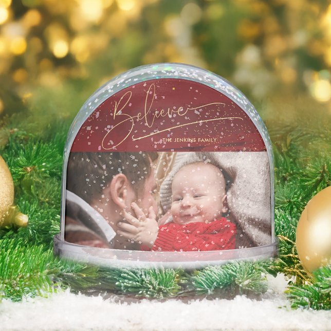 Gold Believe Calligraphy, Photo Snow Globe (Subido por el creador)