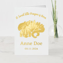 Gold birth girl card pixel art.