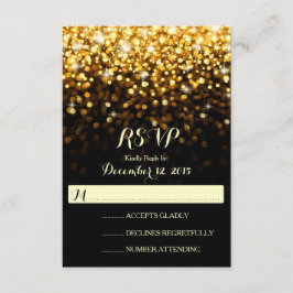 Gold Black Hollywood Glitz Glam Wedding RSVP