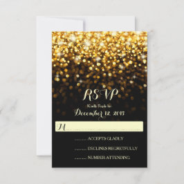 Gold Black Hollywood Glitz Glam Wedding RSVP