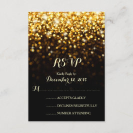 Gold Black Hollywood Glitz Glam Wedding RSVP