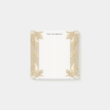 Gold Black Ornate Floral Post Notas